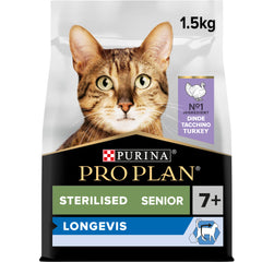 Purina Pro Plan Sterilised Longevis Senior, 7 Dry Cat Food with Turkey