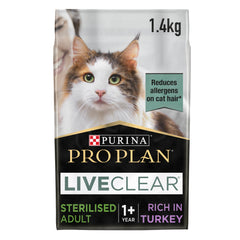 Purina Pro Plan LiveClear Sterilised Adult, Allergen Reducing Dry Cat Food with Turkey