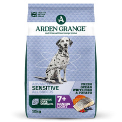 Arden Grange Advanced Sensitive All Breeds Senior Light Fresh Ocean White Fish & Potato Dry Dog Food 12kg