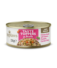 Applaws Taste Toppers in Broth Chicken with Salmon & Vegetables Wet Dog Food Tin 156g
