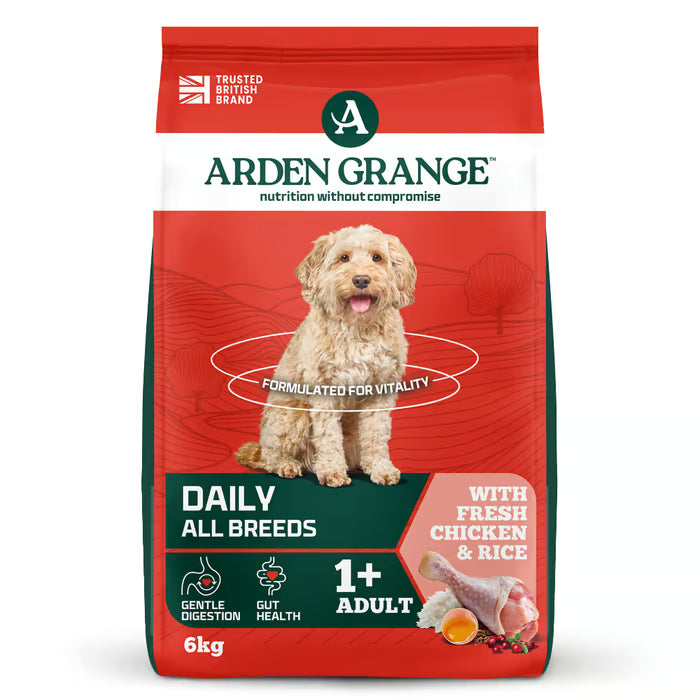 Arden Grange Daily All Breeds Adult Fresh Chicken & Rice Dry Dog Food 6kg