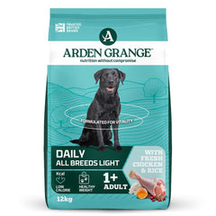 Arden Grange Daily All Breeds Light Adult Fresh Chicken & Rice Dry Dog Food 12kg