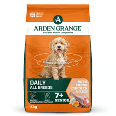 Arden Grange Daily All Breeds Senior with Fresh Chicken & Rice Dry Dog Food 6kg