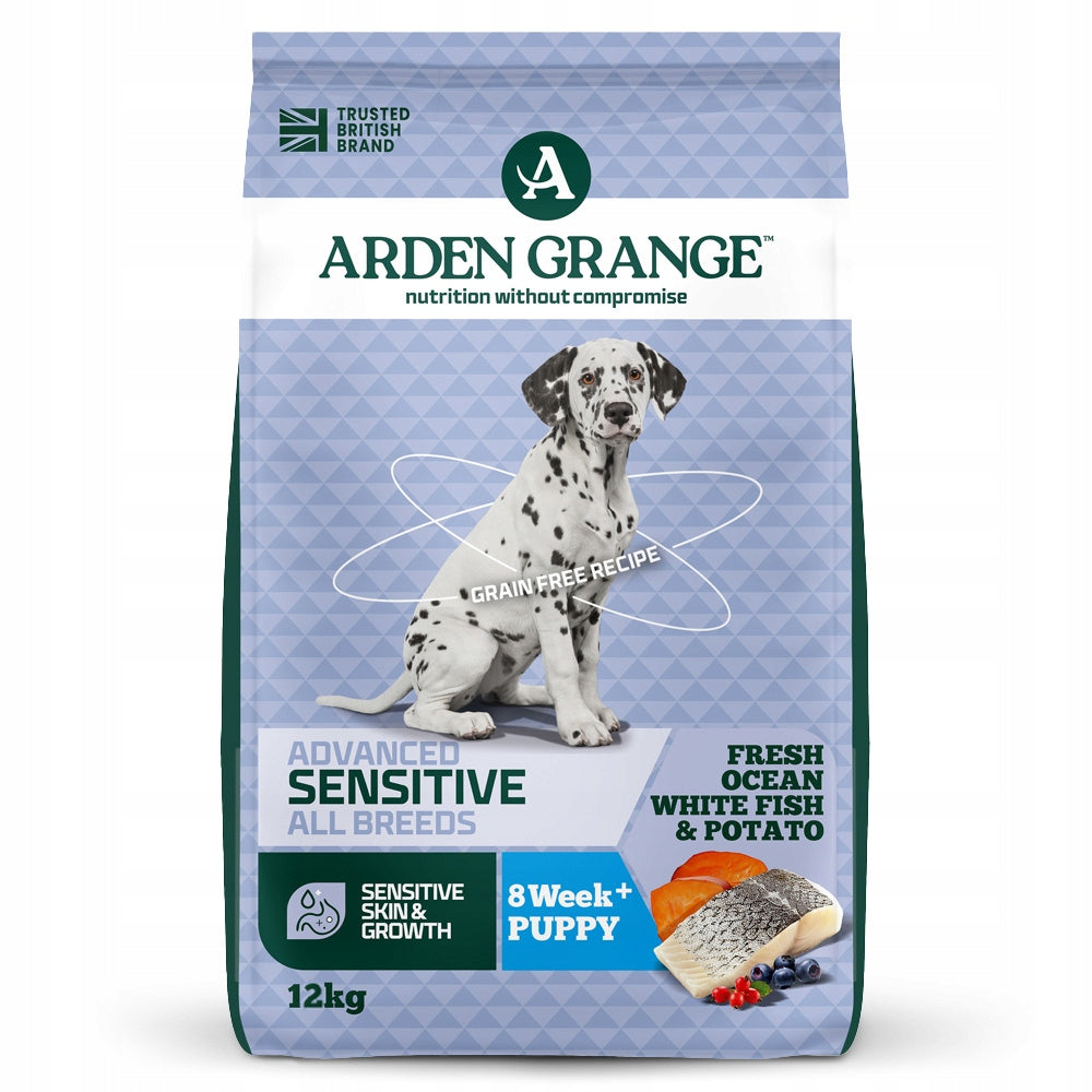 Arden Grange Advanced Sensitive All Breeds Puppy Fresh Ocean White Fish & Potato Dry Dog Food 12kg