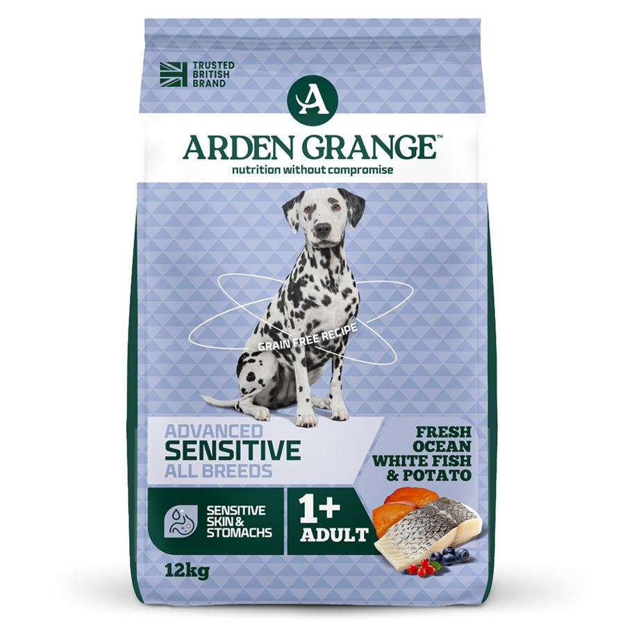 Arden Grange Advanced Sensitive All Breeds Adult Ocean White Fish & Potato Dry Dog Food 12kg