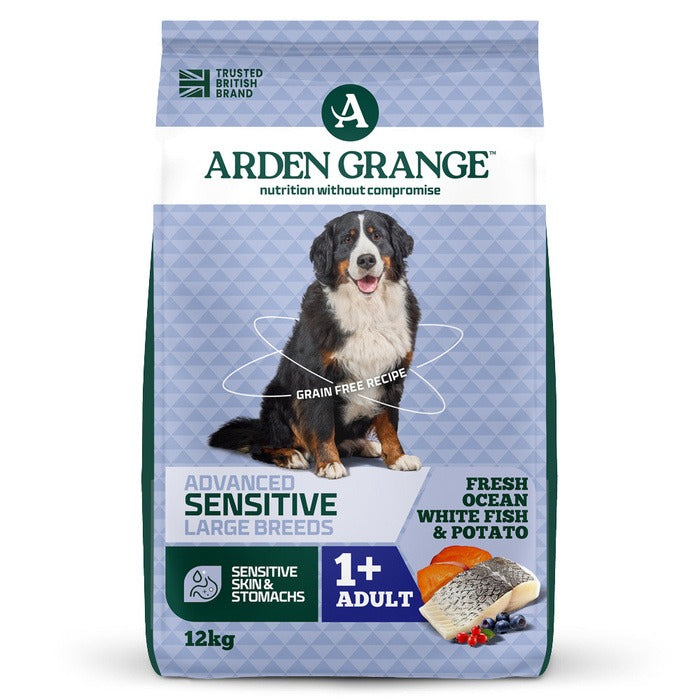 Arden Grange Advanced Sensitive Large Breeds Adult Fresh Ocean White Fish & Potato Dry Dog Food 12kg