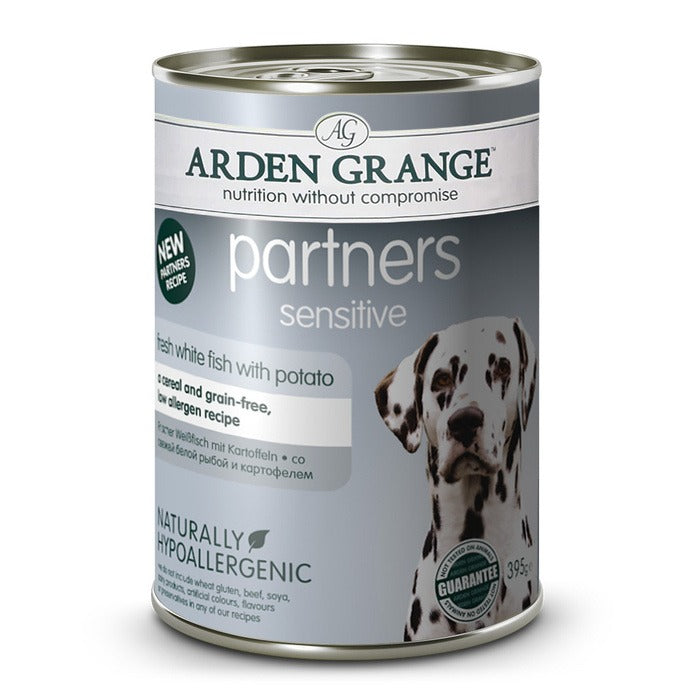 Arden Grange Partners Sensitive Fresh White Fish with Potato Wet Dog Food 395g