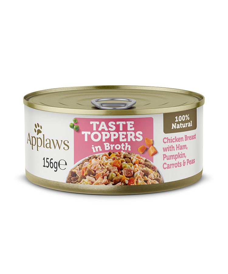 Applaws Taste Toppers in Broth Chicken with Ham & Vegetables Wet Dog Food Tin 156g