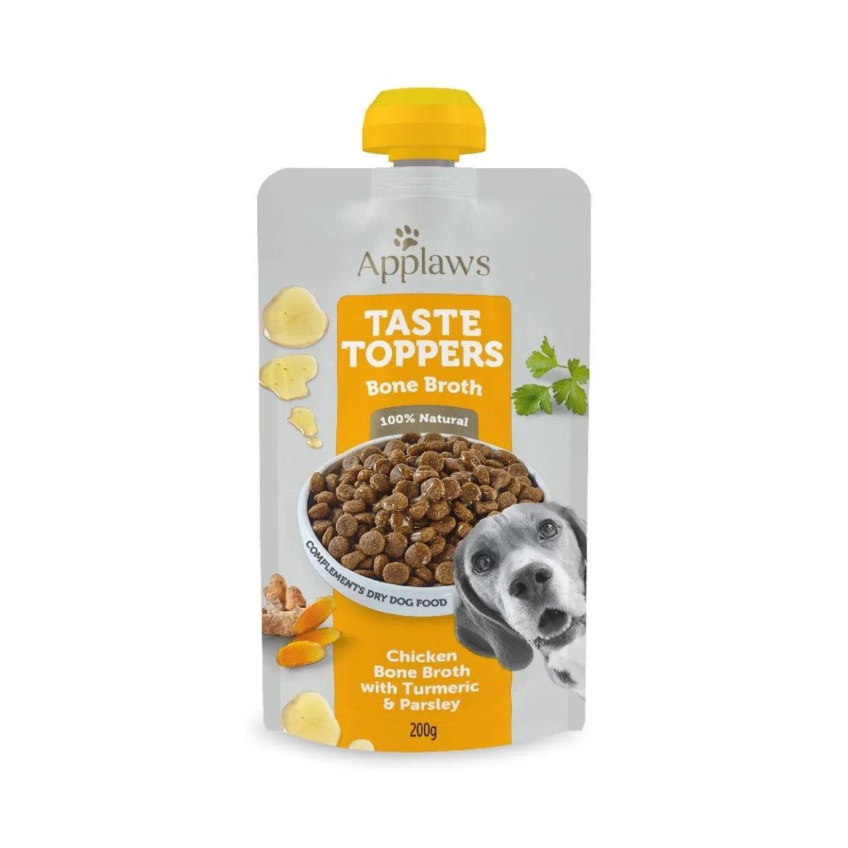 Applaws Taste Toppers Chicken Bone Broth with Turmeric & Parsley Wet Dog Food Pouch 200g